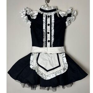Weissman French Maid Dance Costume Girls L 14 Black White Ruffle Ballet Jazz